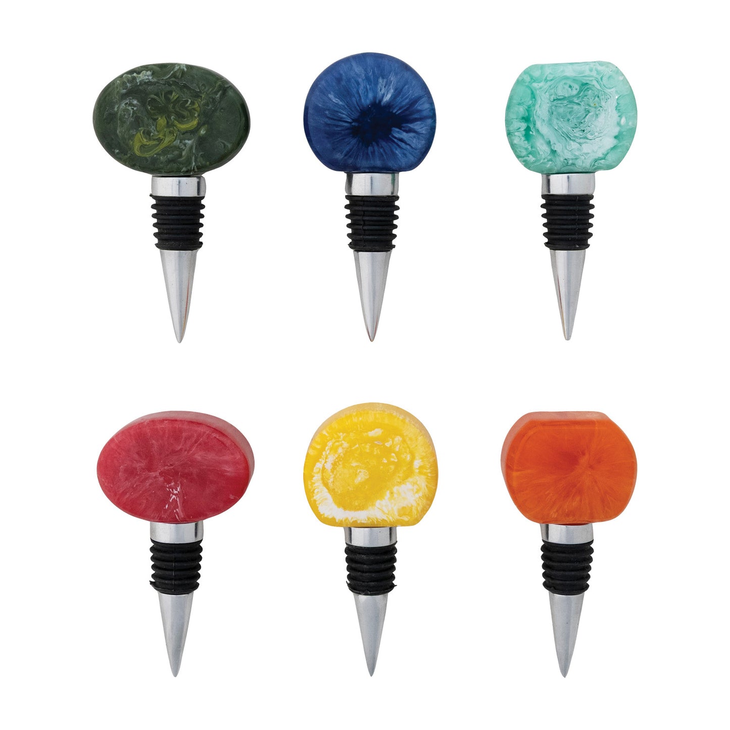 Aluminum & Marbled Resin Bottle Stopper