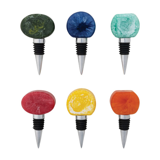 Aluminum & Marbled Resin Bottle Stopper