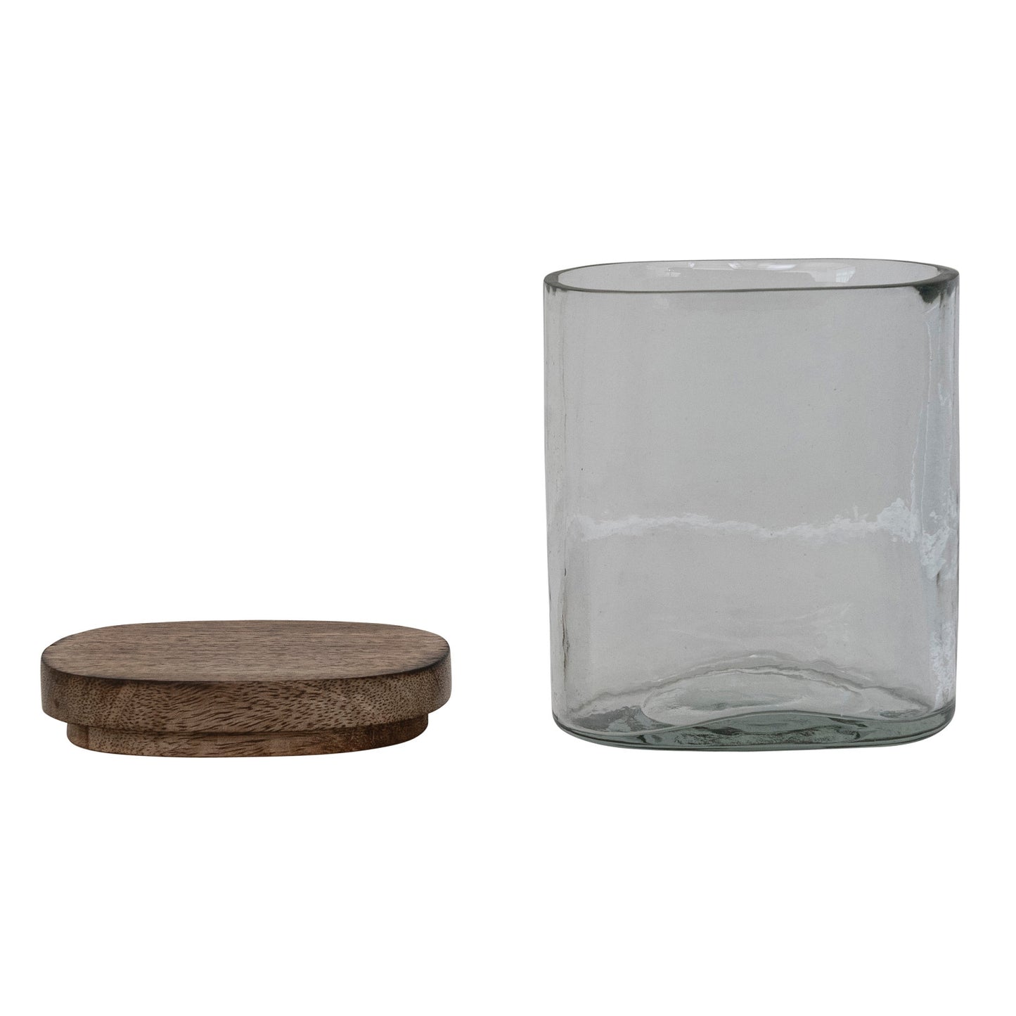 Hand-Blown Glass Jar with Mango Wood Lid - 2 Sizes
