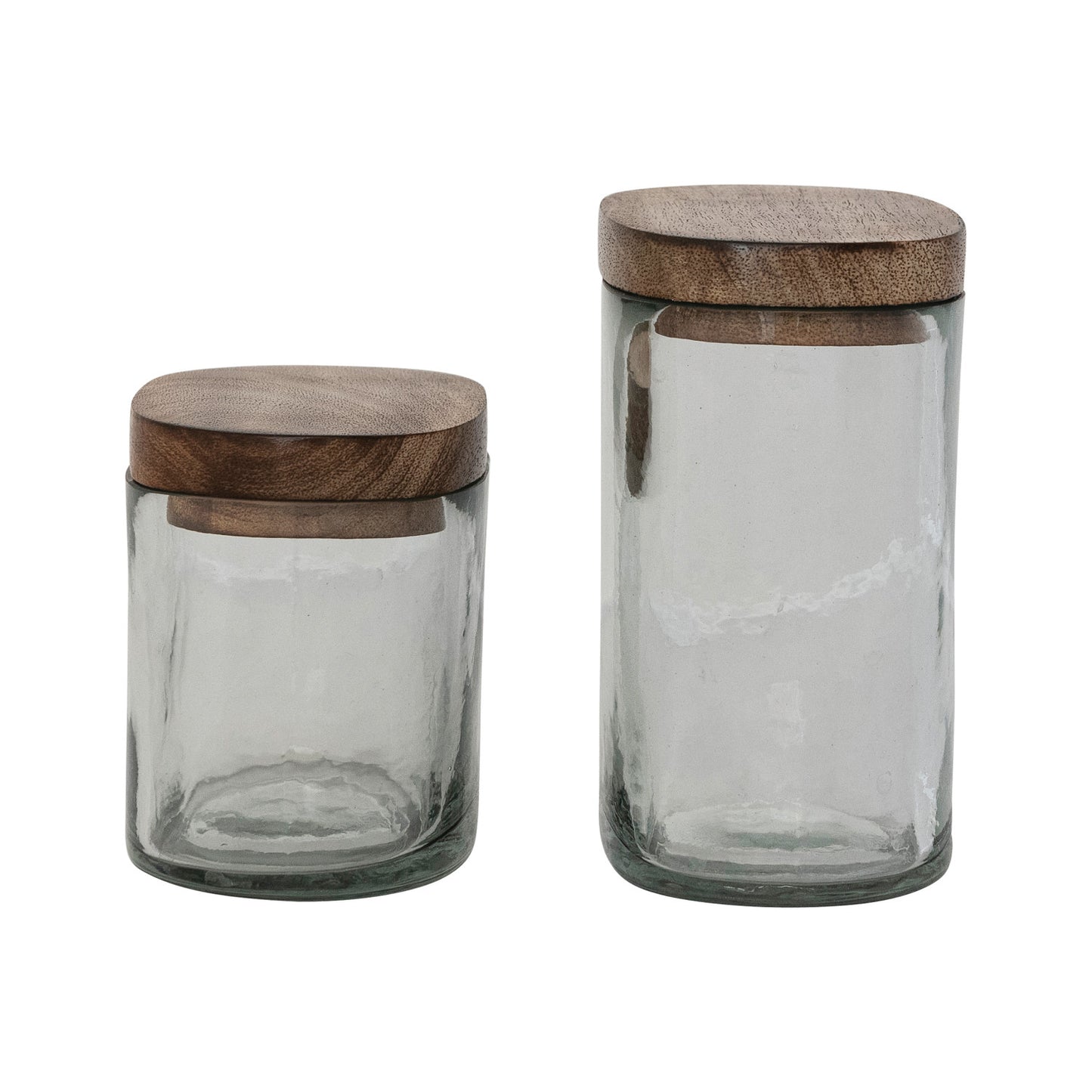 Hand-Blown Glass Jar with Mango Wood Lid - 2 Sizes