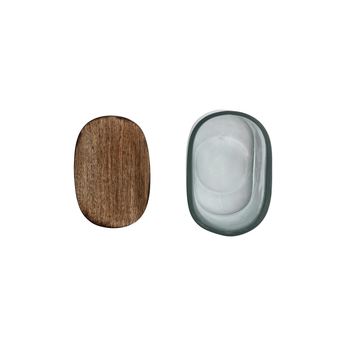 Hand-Blown Glass Jar with Mango Wood Lid - 2 Sizes