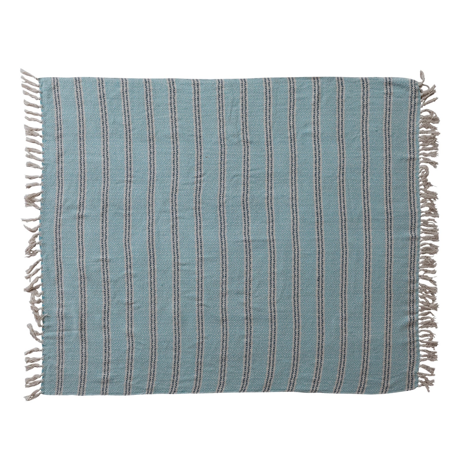 Woven Recycled Cotton Striped Throw with Fringe