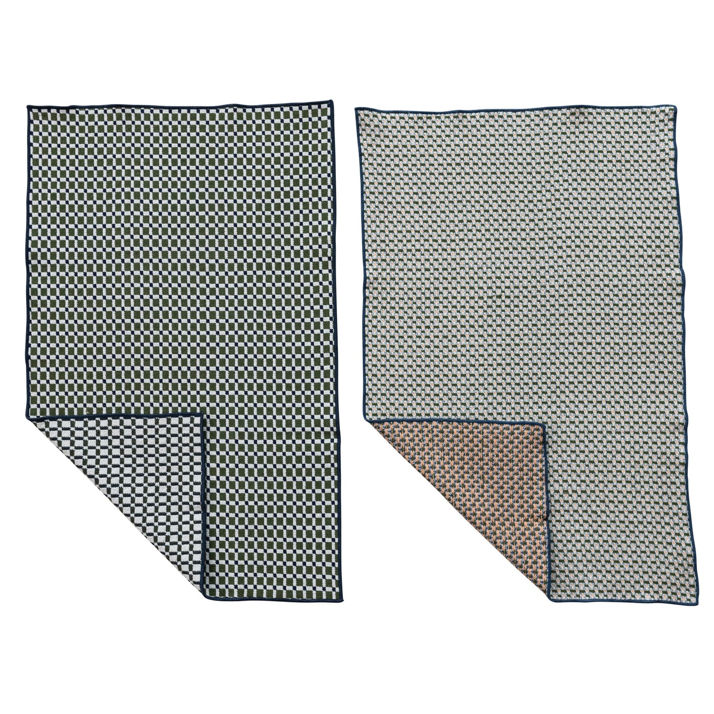 Woven Cotton Tea Towel with Pattern & Stitched Edge