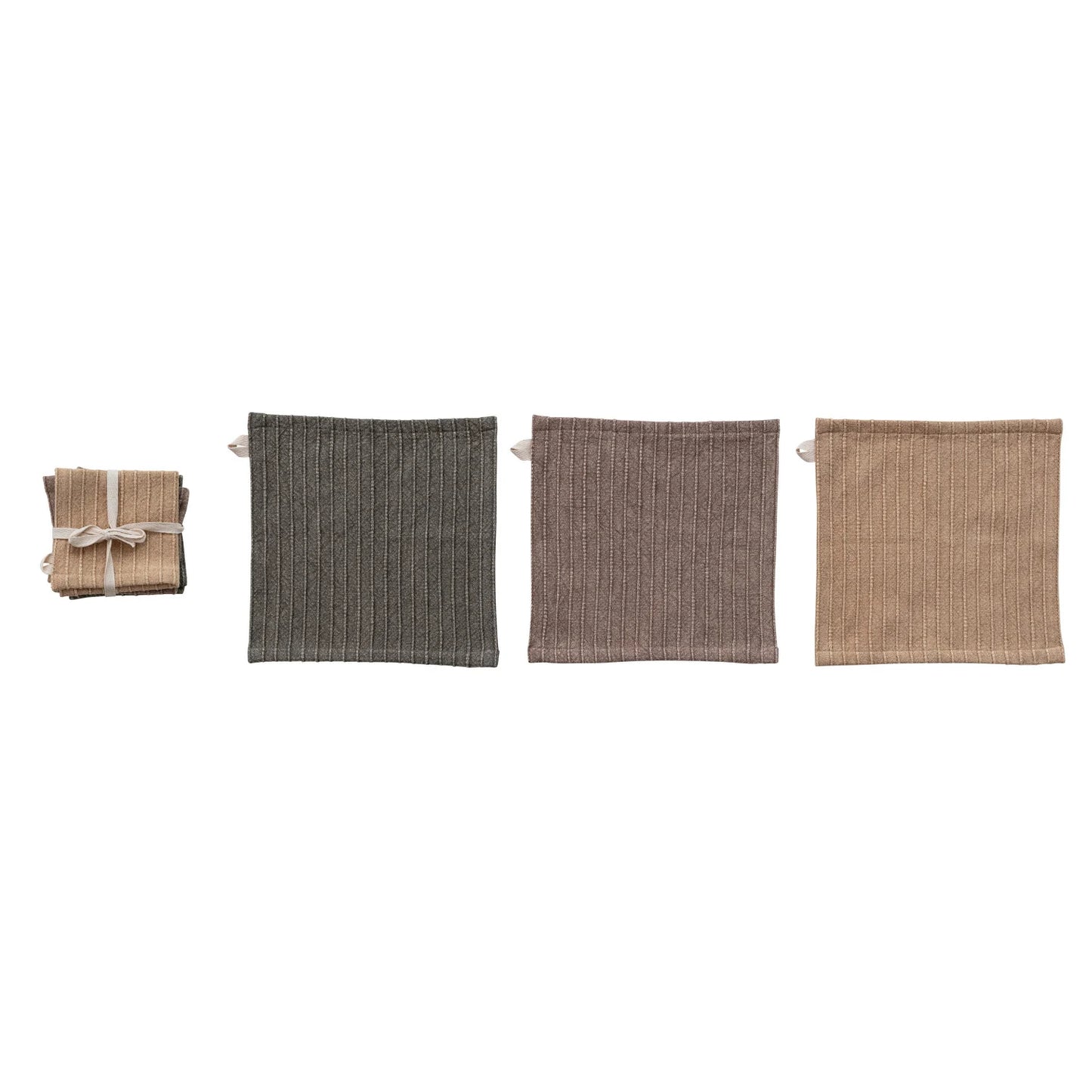 Stonewashed Cotton Striped Dish Cloths (Set of 3)