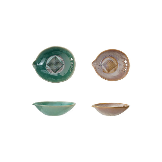 Stoneware Garlic/Ginger Graters with Herb Strippers