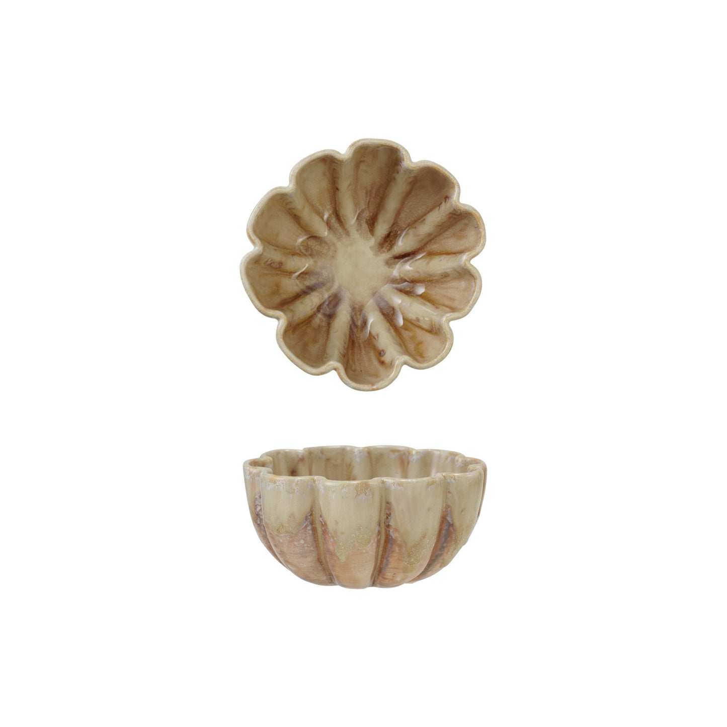 Stoneware Fluted Scalloped Bowl