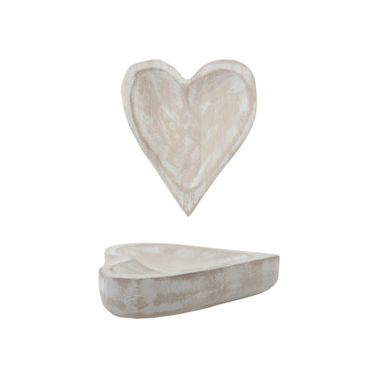 Decorative Carved Paulownia Wood Heart Shaped Dish
