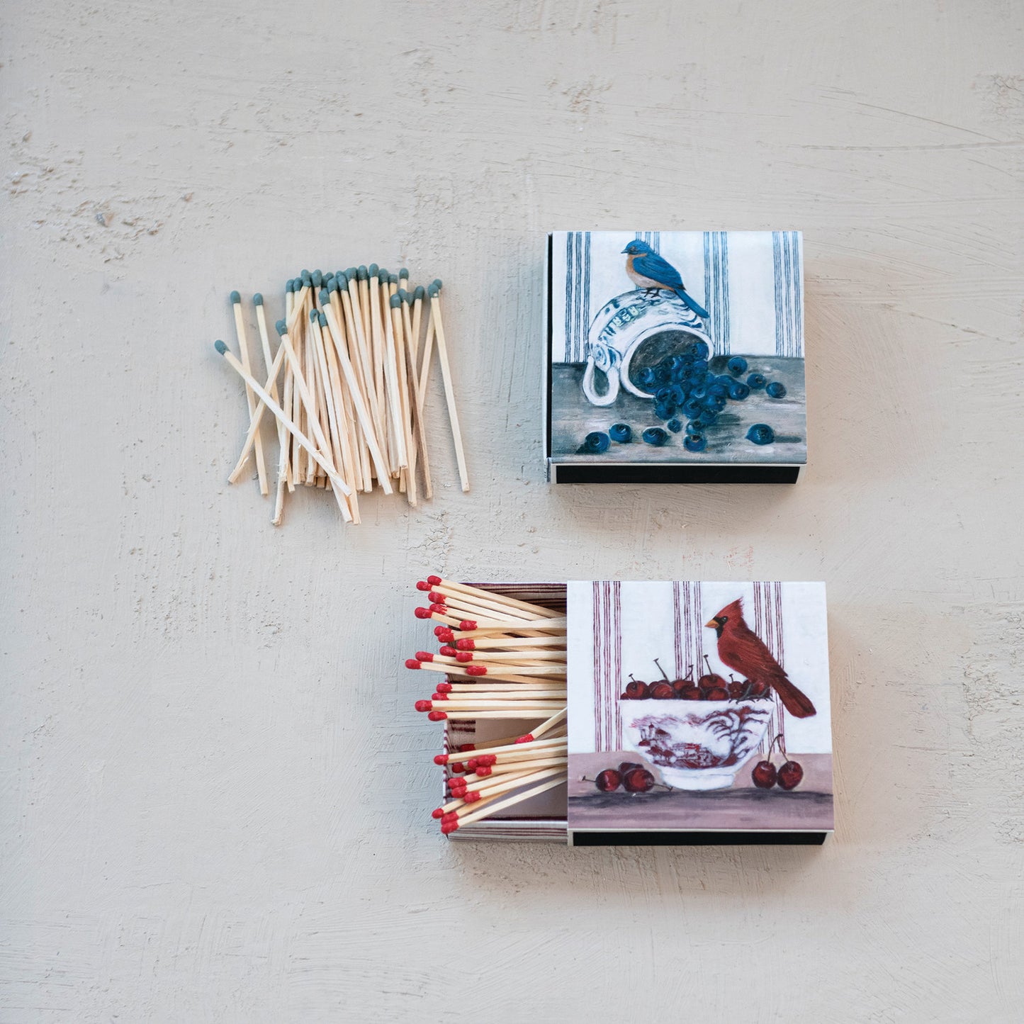 Safety Matches in Matchbox with Bird on Dish