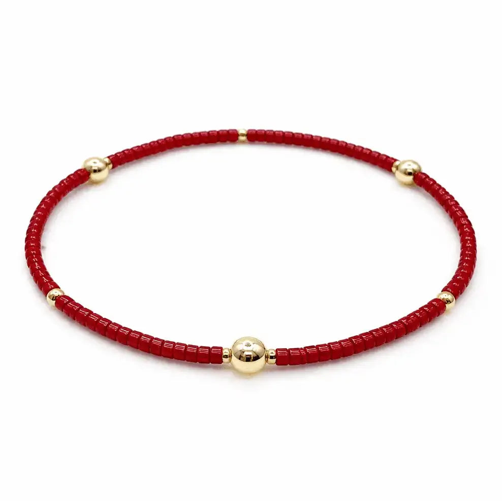 Crimson & Gold Filled Bracelet