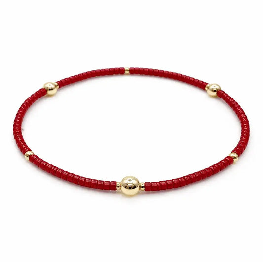 Crimson & Gold Filled Bracelet