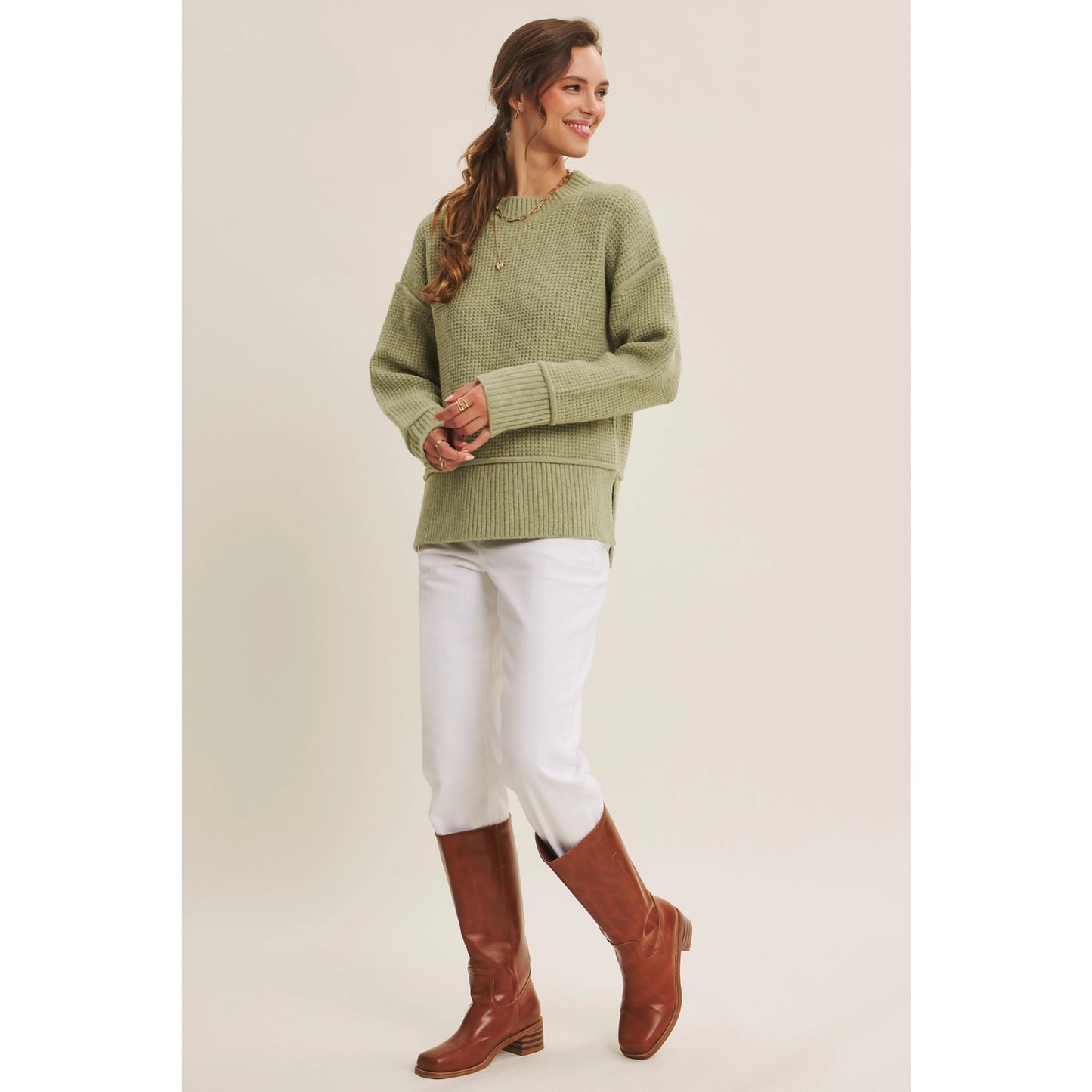Brushed Waffle Sweater