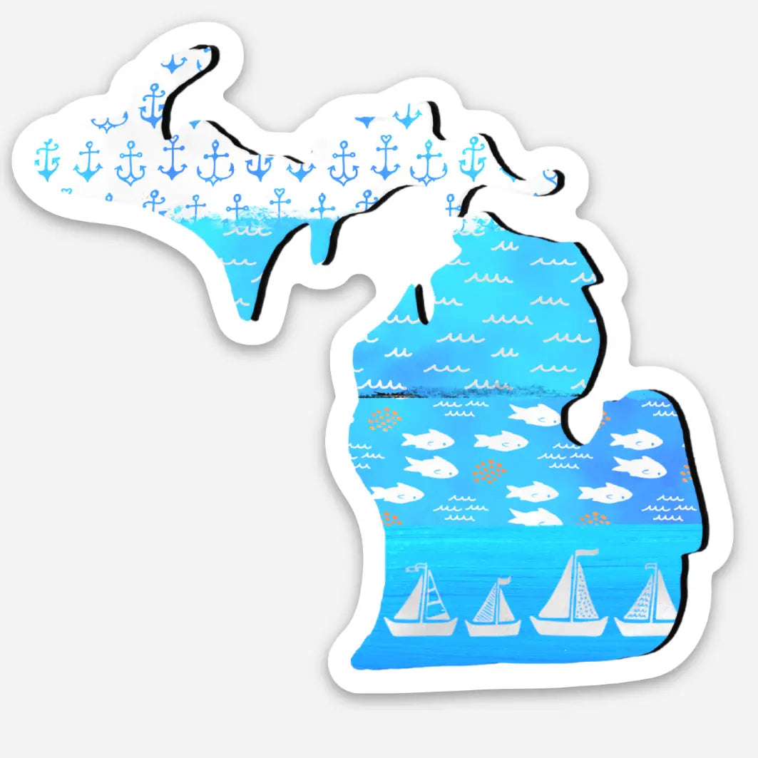 Nautical Summer Michigan Die Cut Sticker