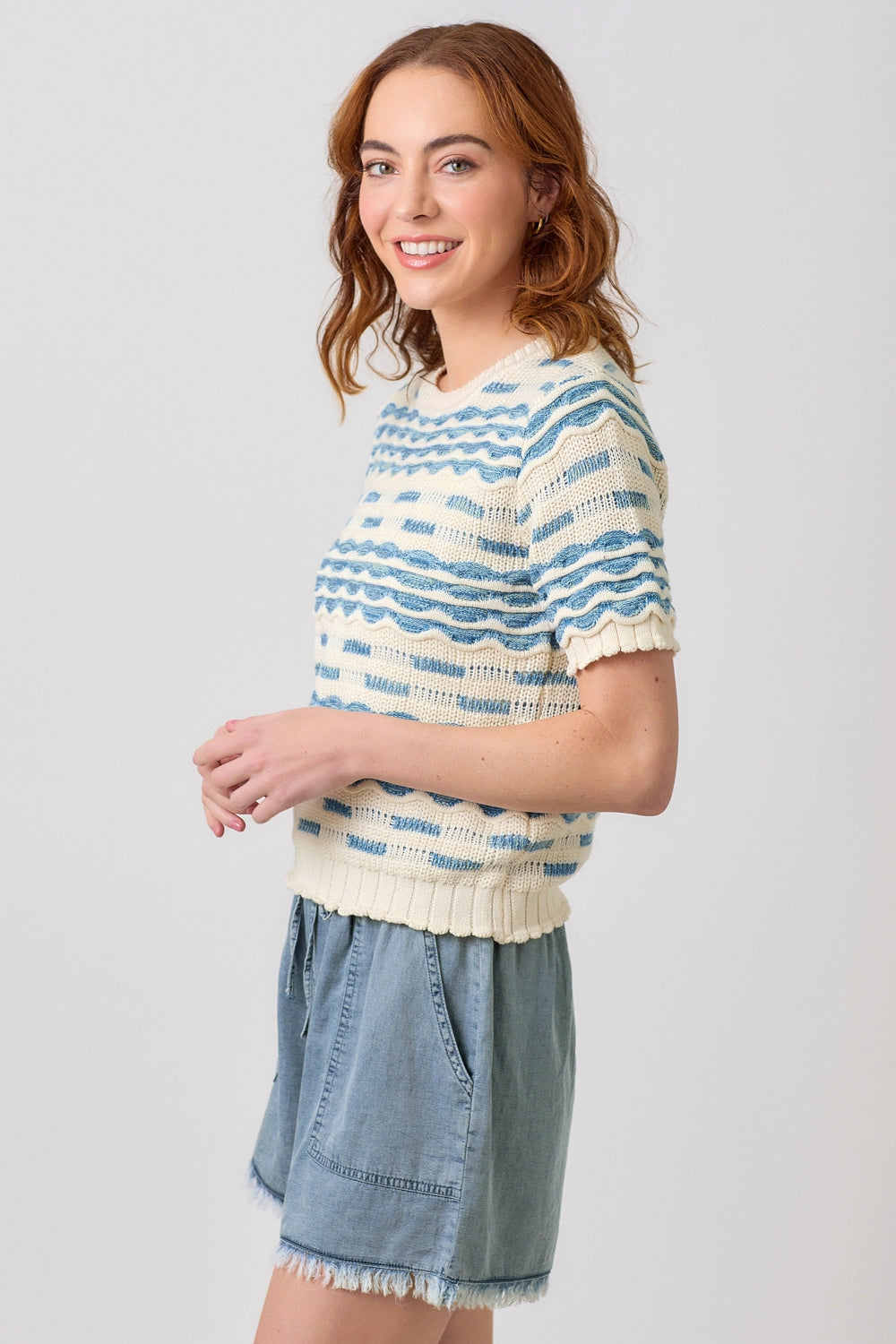 Scallop Pullover Sweater Top