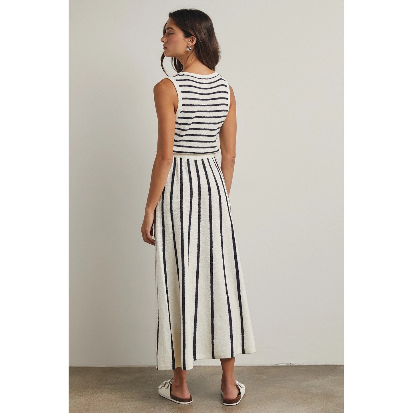 Striped Knit Sweater Midi Dress