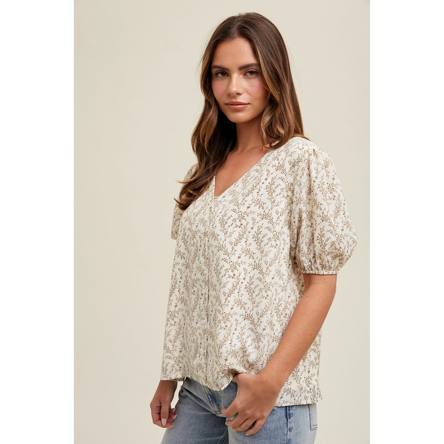 Floral Puff Sleeve Blouse
