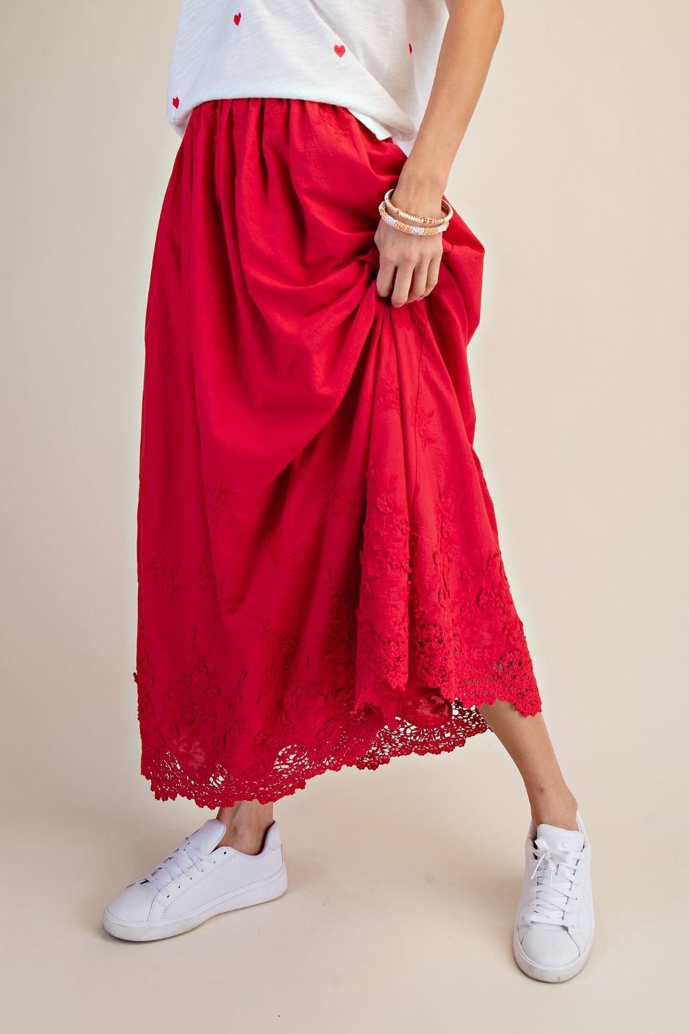 Lace Hem Maxi Skirt