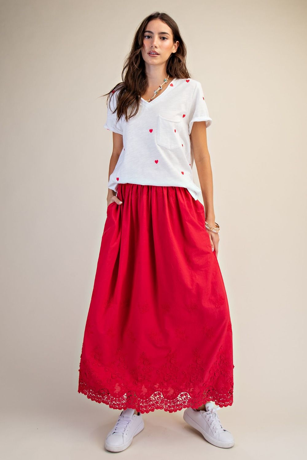 Lace Hem Maxi Skirt