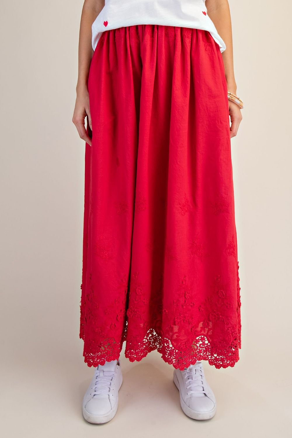 Lace Hem Maxi Skirt