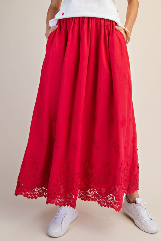 Lace Hem Maxi Skirt