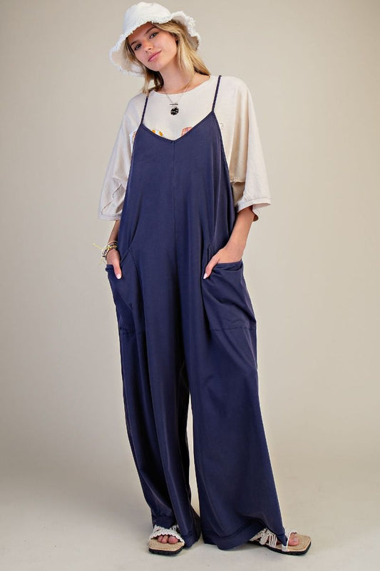Mineral Washed Jumpsuit - Blueberry