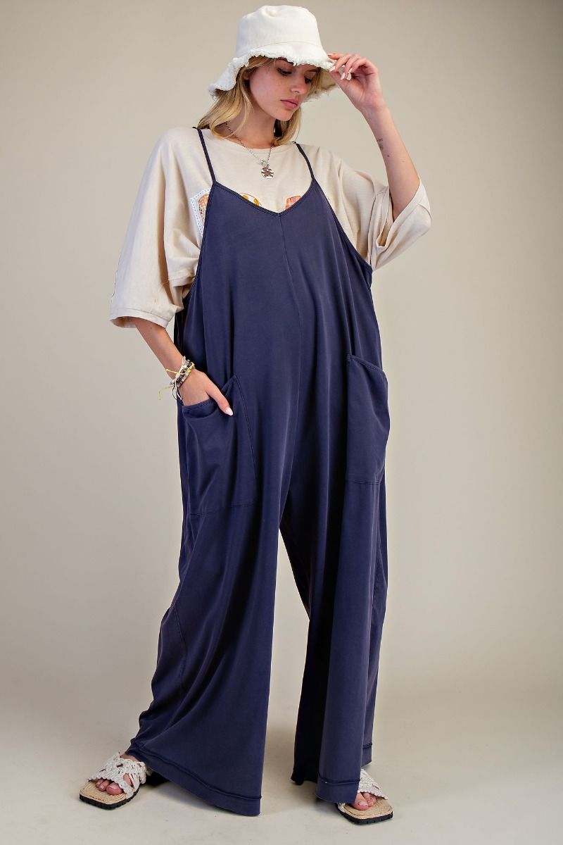Mineral Washed Jumpsuit - Blueberry