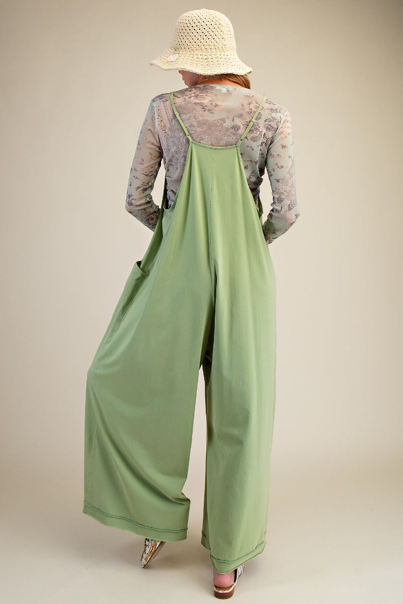 Mineral Washed Jumpsuit - Light Green