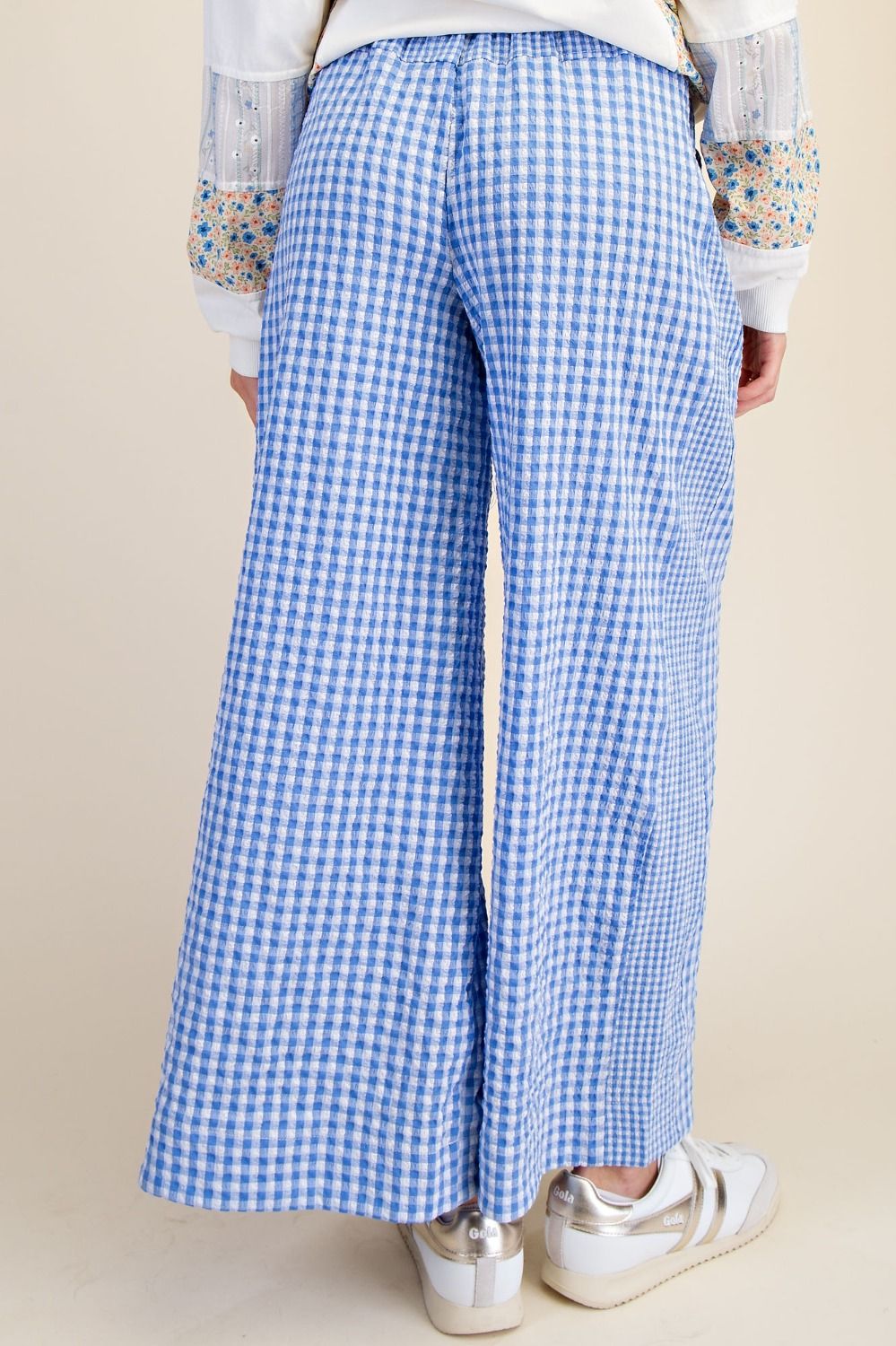 Checkered Woven Pants - Blue