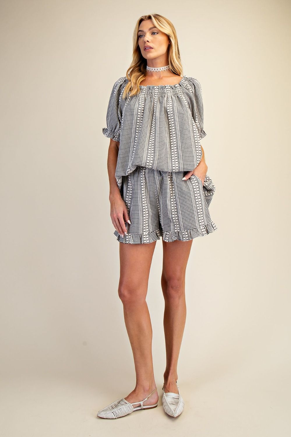 Gingham Shorts - Black