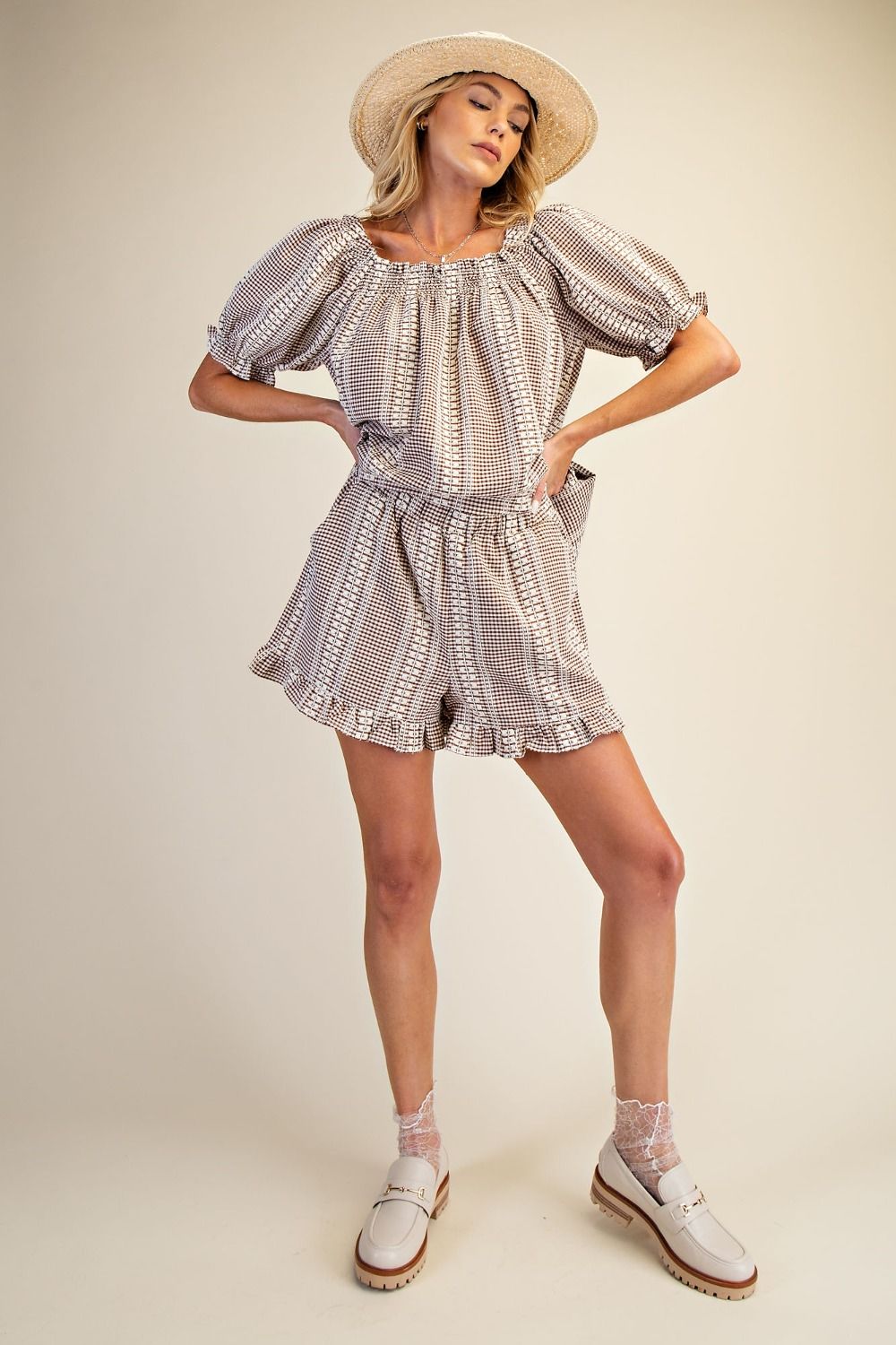 Gingham Shorts - Mocha