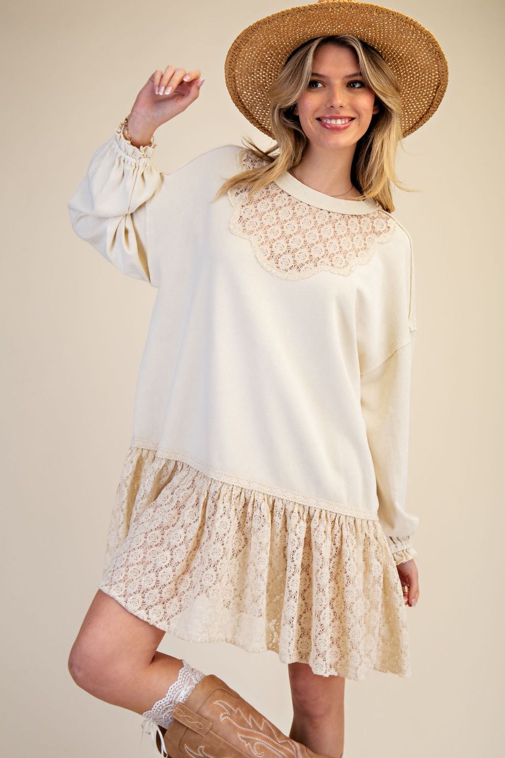 Terry Knit Lace Tunic