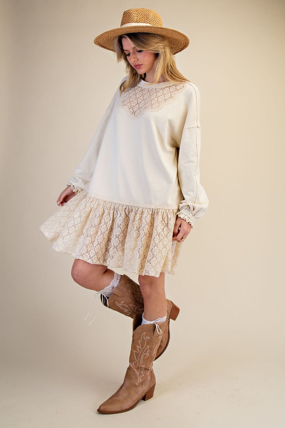 Terry Knit Lace Tunic