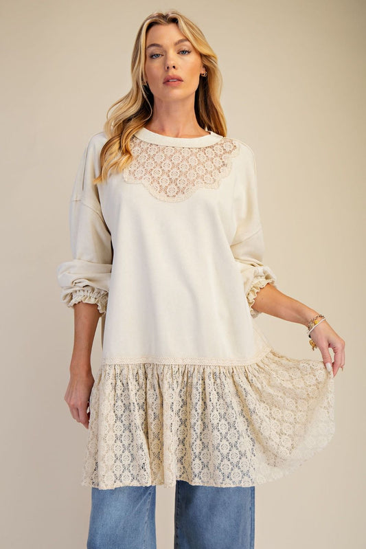 Terry Knit Lace Tunic