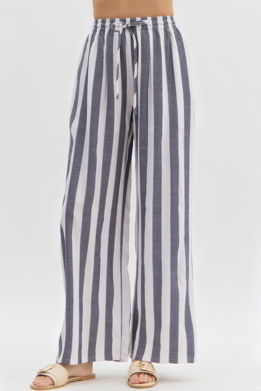 Stripe Print High-Waist Wide Leg Pants