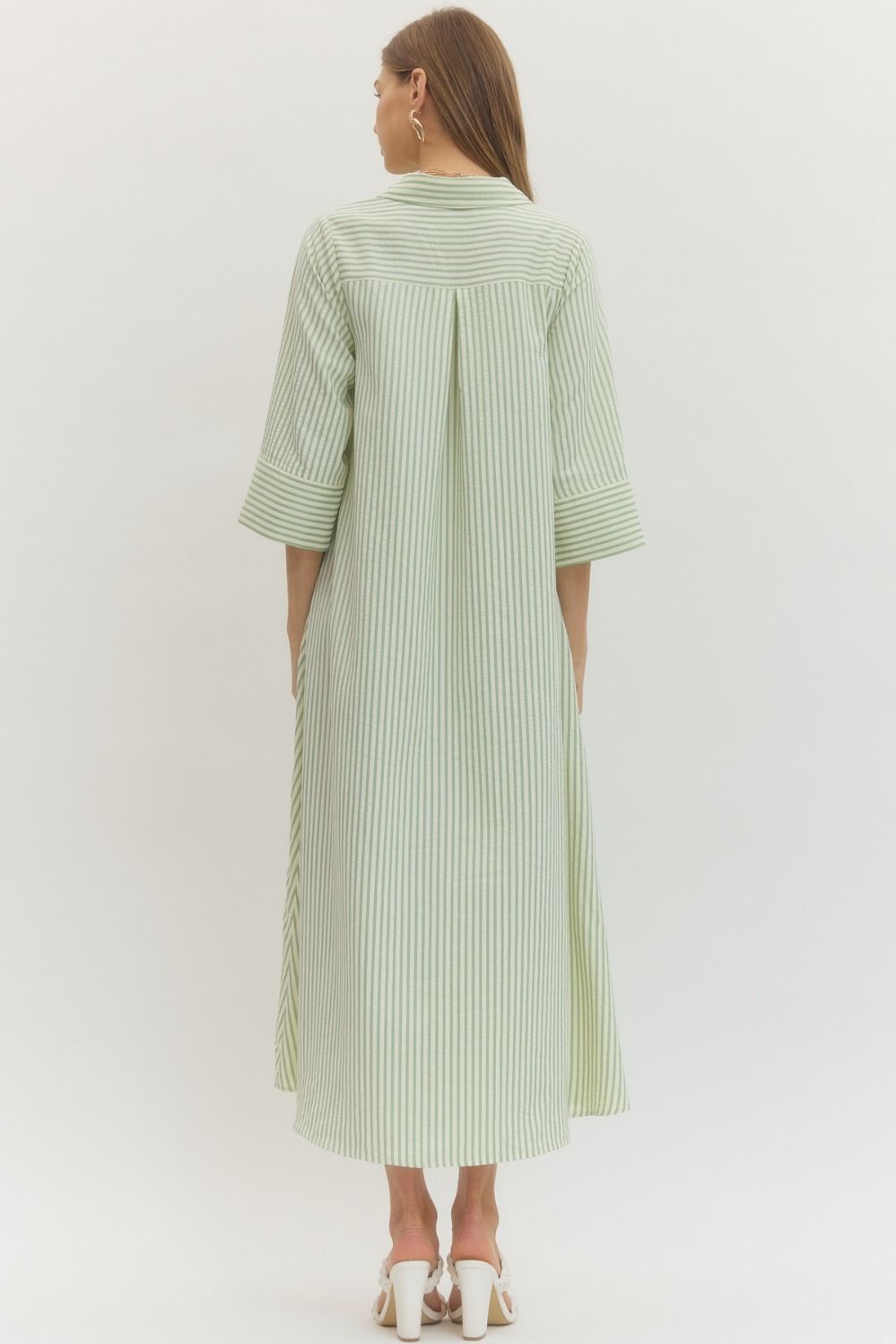 Striped Midi Dress - Green