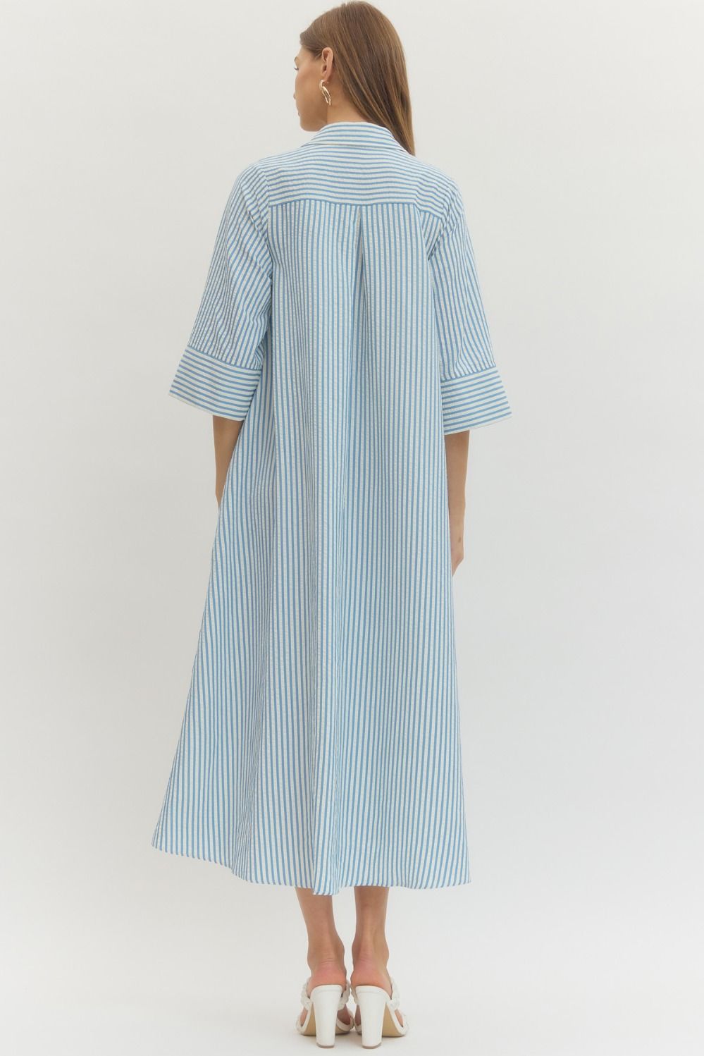Striped Midi Dress - Blue