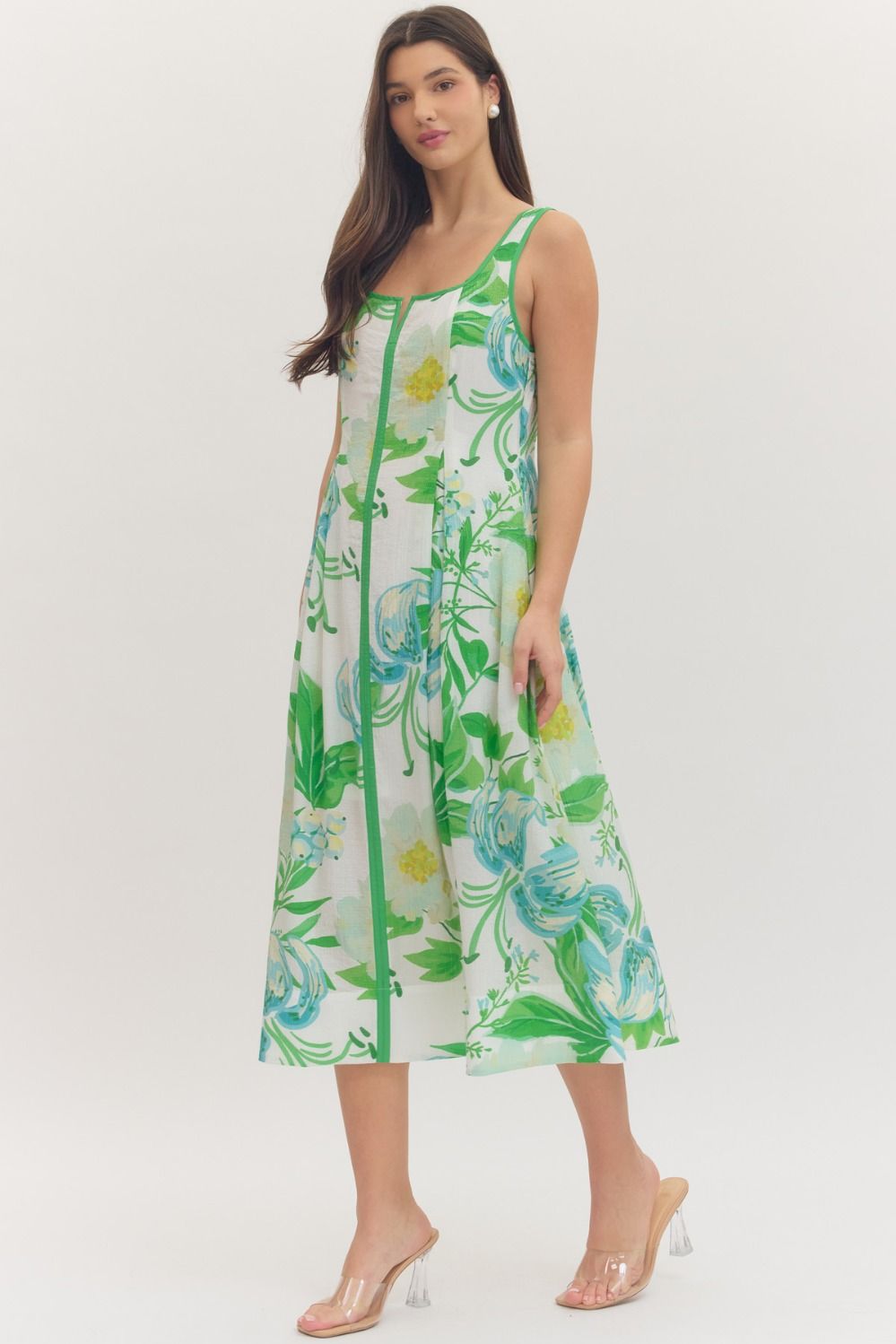 Botanical Midi Dress - Green