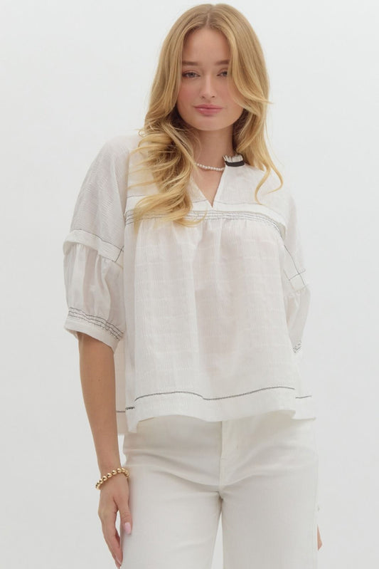 Solid Textured Pullover Top