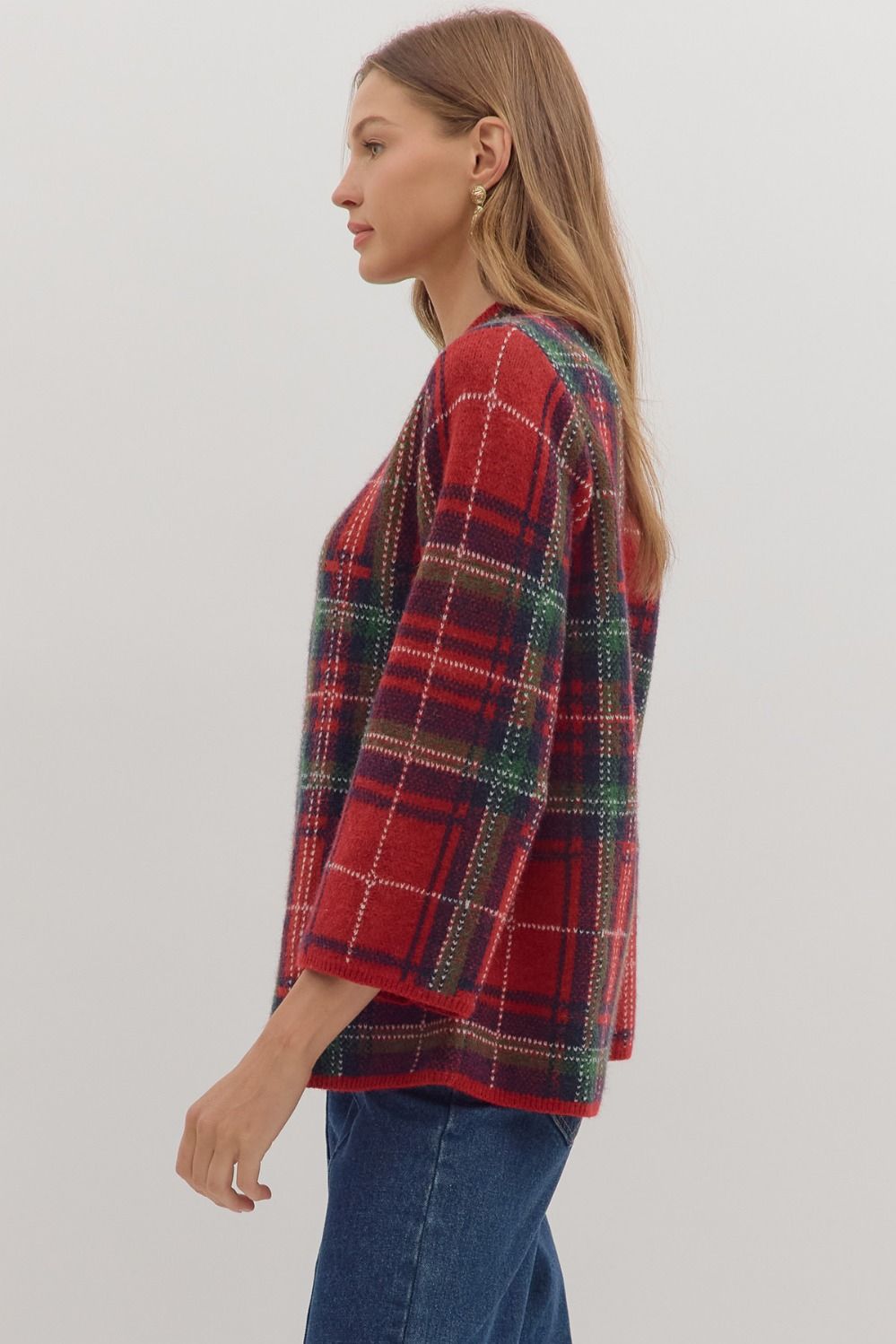 Plaid Sweater - Red