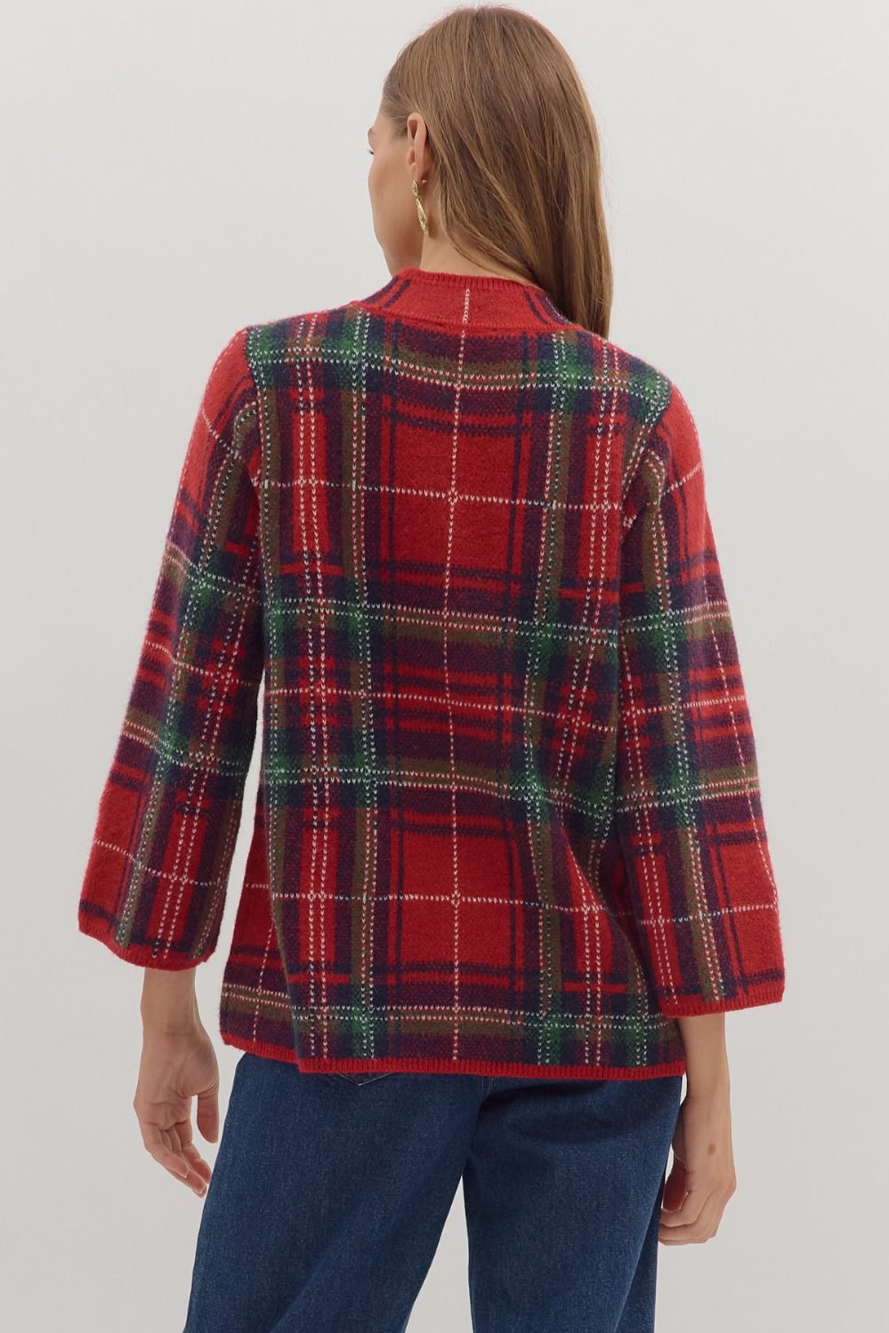 Plaid Sweater - Red