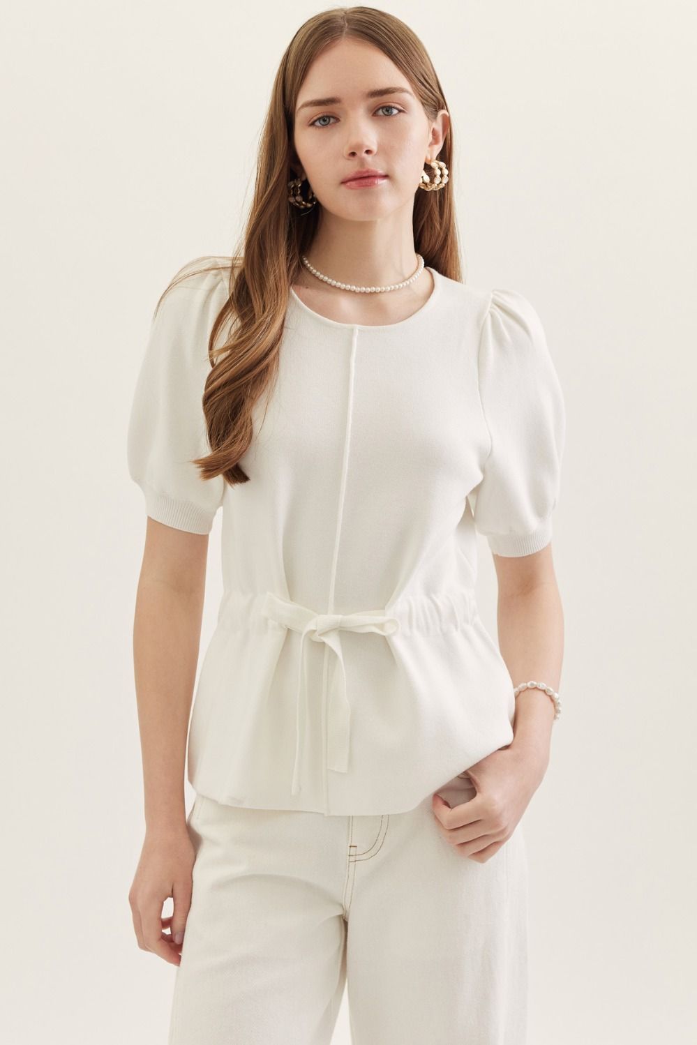 Solid Knit Top - White