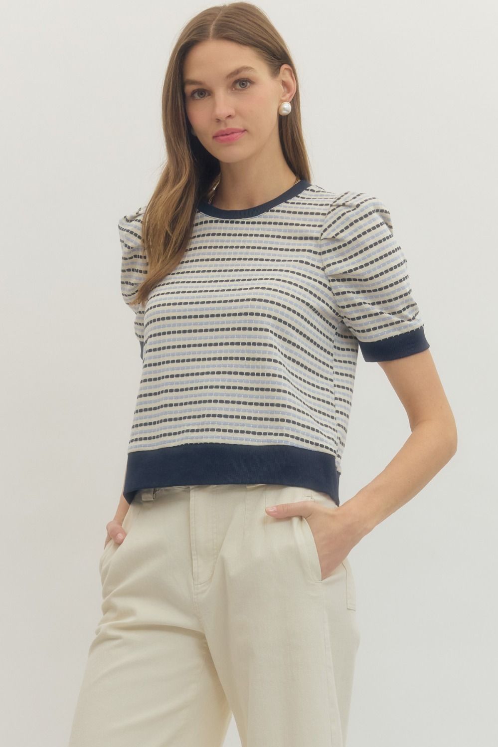Striped Puff Sleeve Top