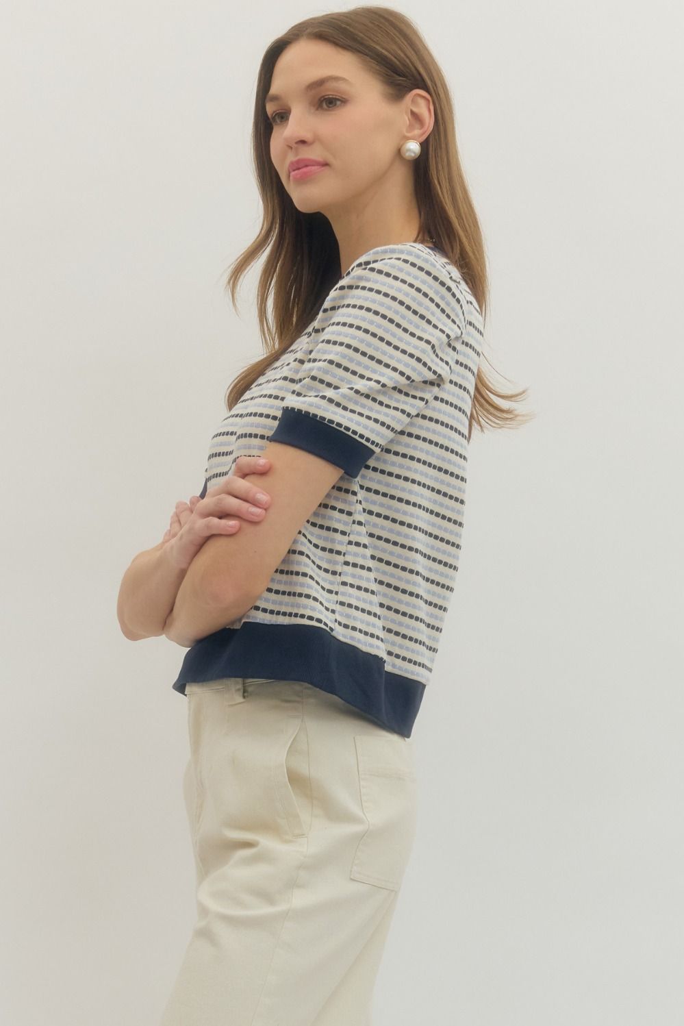 Striped Puff Sleeve Top