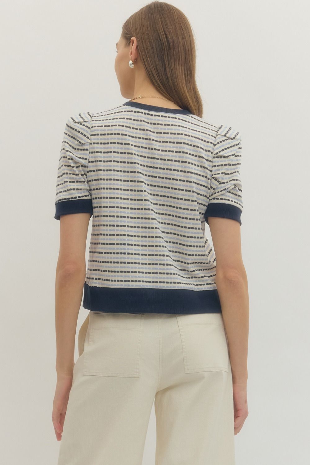 Striped Puff Sleeve Top