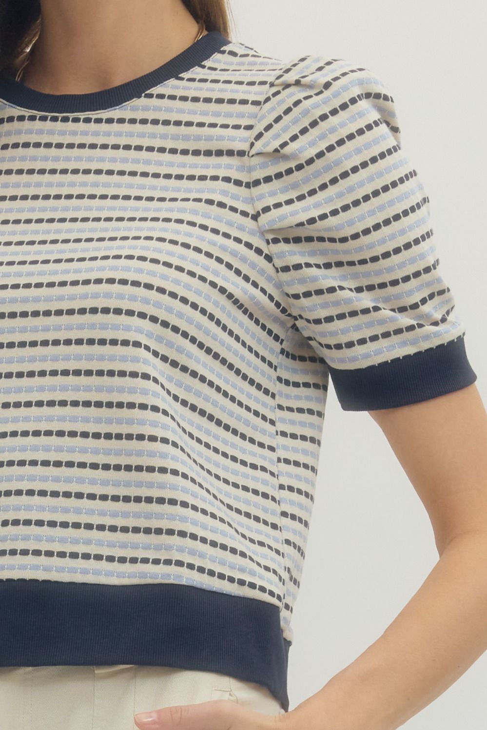 Striped Puff Sleeve Top
