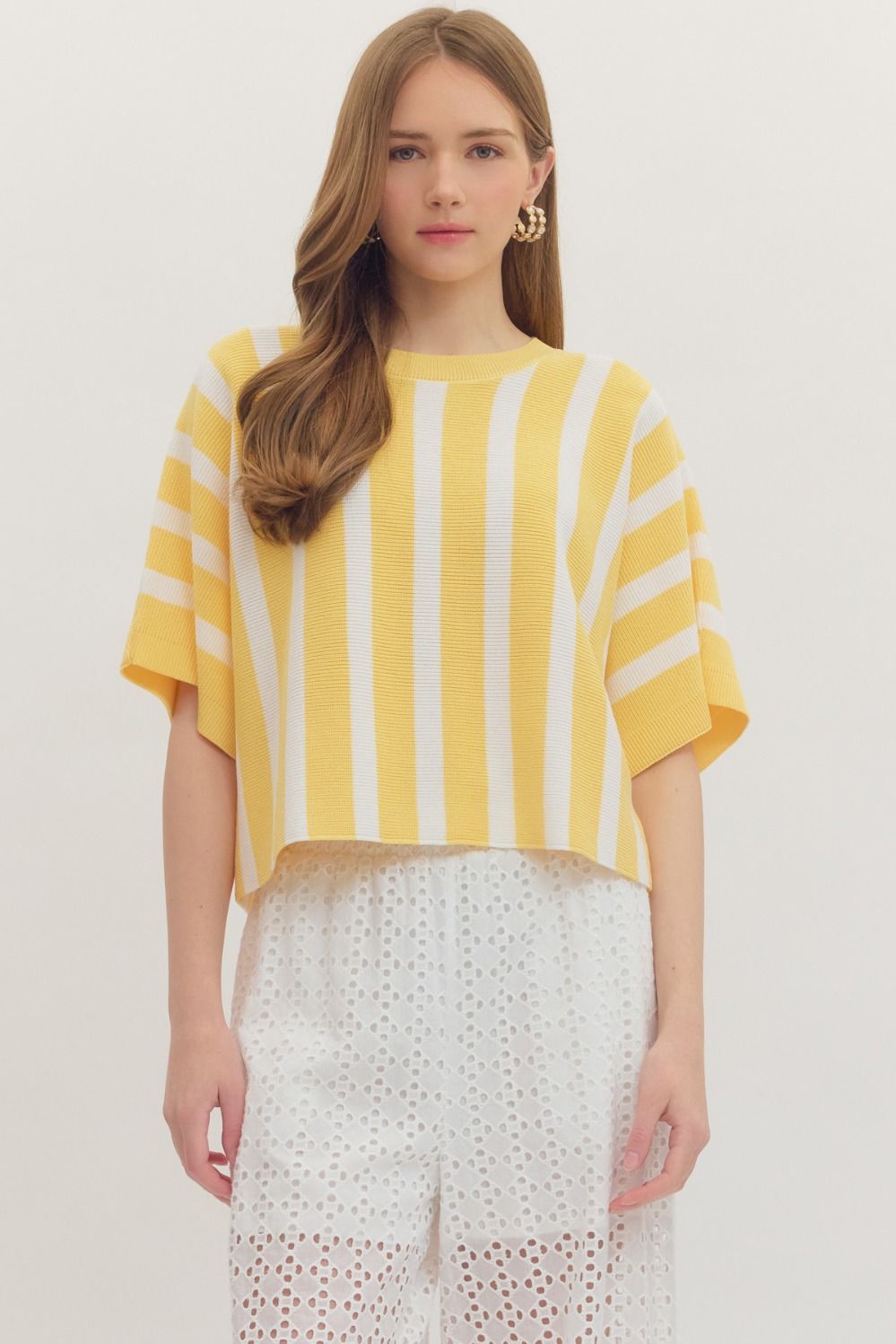 Relaxed Striped Top - Yellow