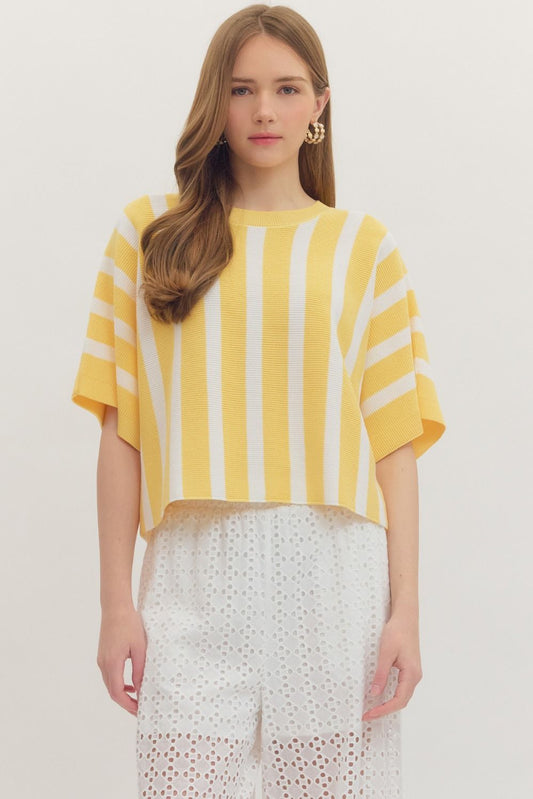 Relaxed Striped Top - Yellow