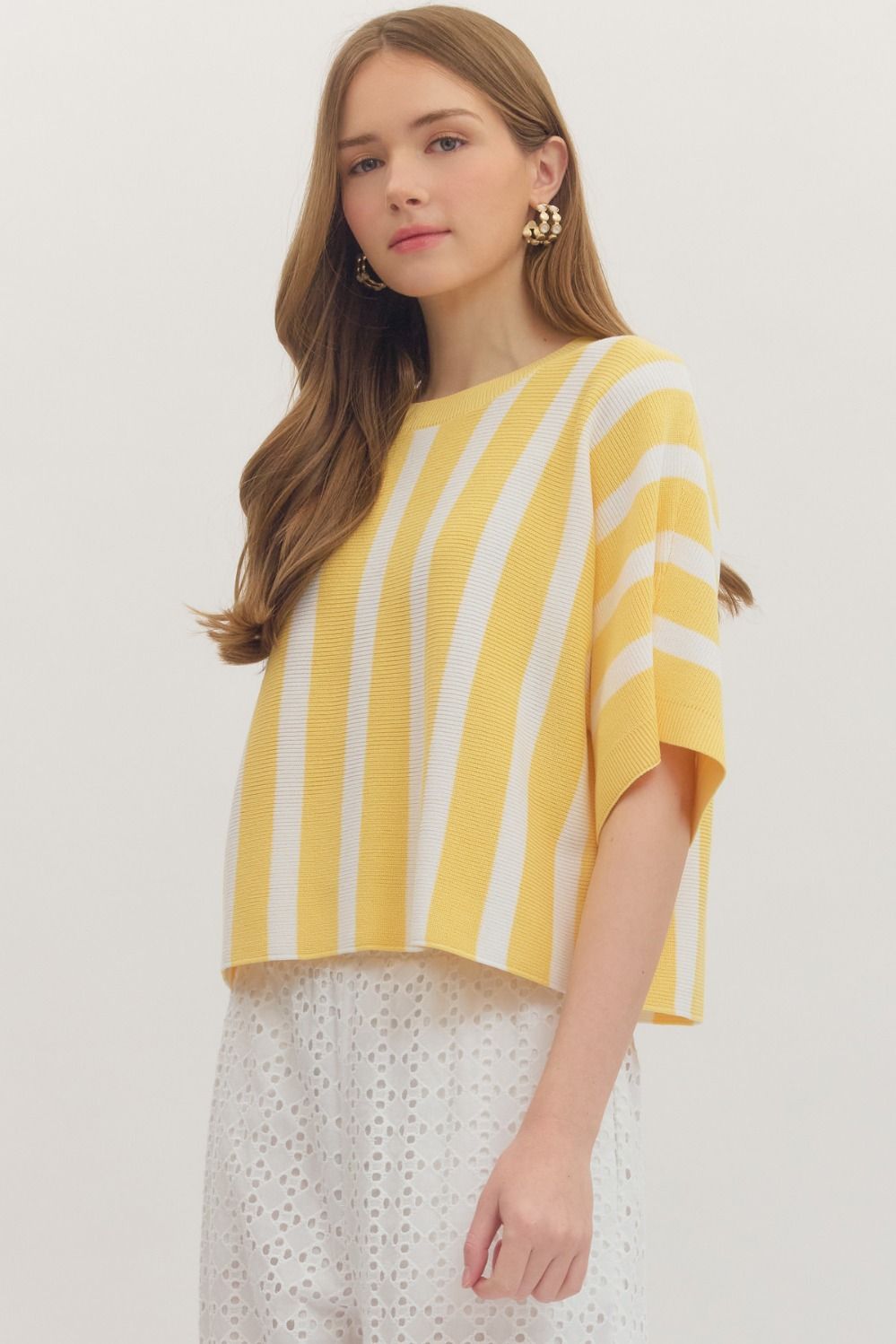 Relaxed Striped Top - Yellow