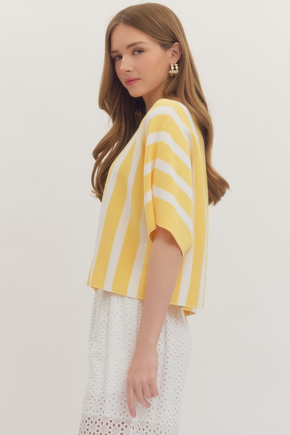 Relaxed Striped Top - Yellow