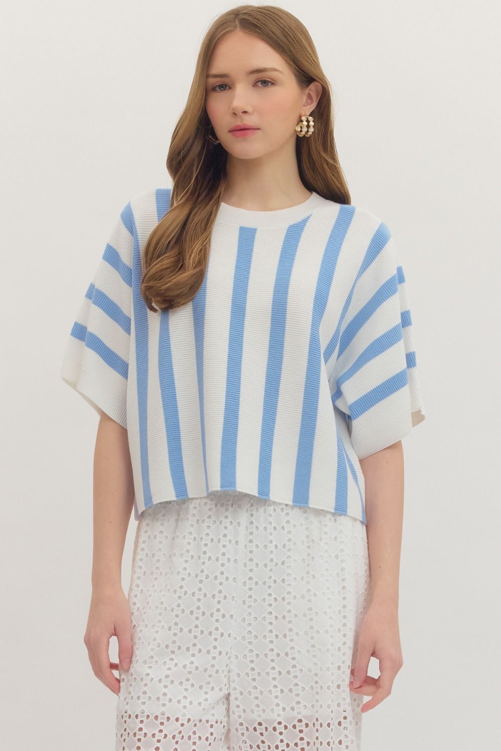 Relaxed Striped Top - Blue