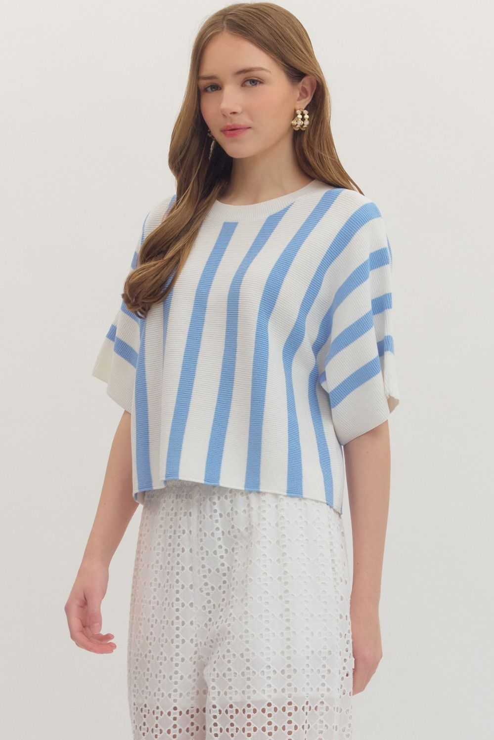 Relaxed Striped Top - Blue